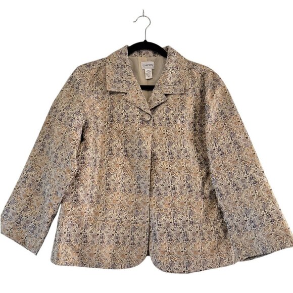 Chico's Jackets & Blazers - Chico's Women's Metallic Gold Jacquard Tandie Blazer Jacket Size 2 (US L/12)